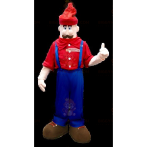 Traje de mascote de homem bigodudo BIGGYMONKEY™ de macacão –