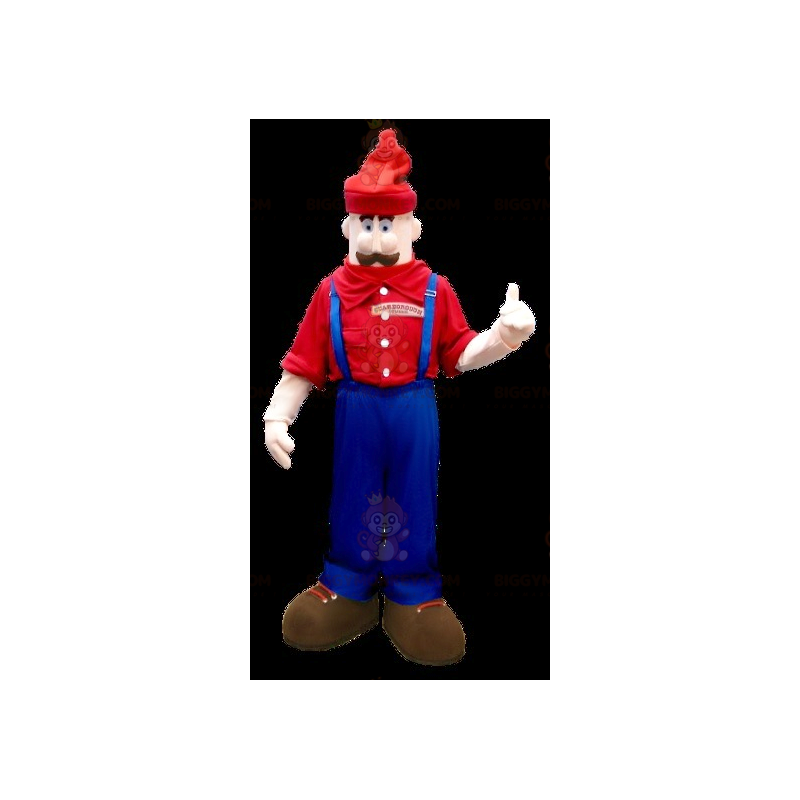 BIGGYMONKEY™ besnorde man in overall mascottekostuum -