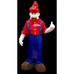 BIGGYMONKEY™ Disfraz de mascota de hombre con overol con bigote