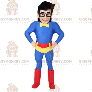Superhelt BIGGYMONKEY™ maskotkostume med briller og farverigt