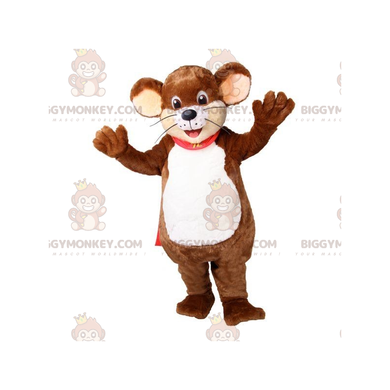 BIGGYMONKEY™ Disfraz de Mascota de Ratón Sonriente Suave Marrón