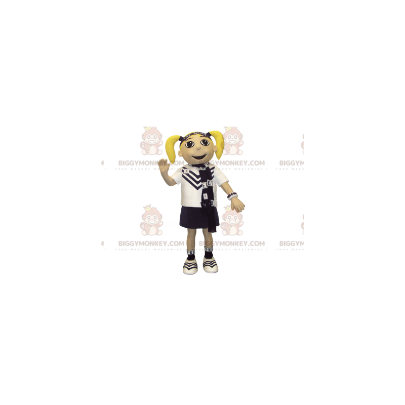 Costume de mascotte BIGGYMONKEY™ de fille blonde avec des