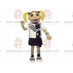 Blond BIGGYMONKEY™ mascottekostuum met staartjes en uniform -