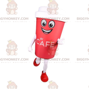 BIGGYMONKEY™ Red Cup of Coffee Mascot Costume. Cafe