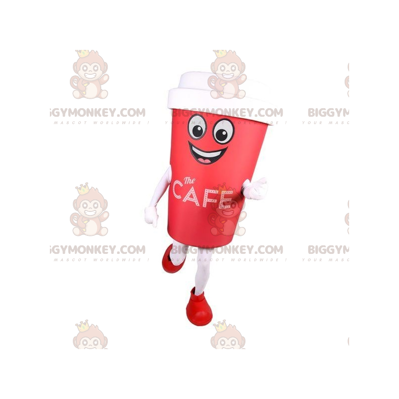 BIGGYMONKEY™ Red Cup of Coffee Mascot Costume. Cafe