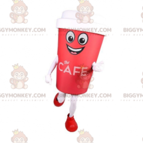 BIGGYMONKEY™ rode kop koffie mascottekostuum. Cafe BIGGYMONKEY™