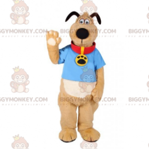 Brown and White Dog BIGGYMONKEY™ Mascot Costume with Collar –