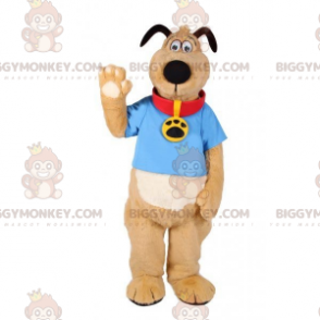 Bruine en witte hond BIGGYMONKEY™ mascottekostuum met kraag -