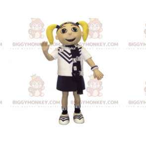 BIGGYMONKEY™ Blond meisje in schooluniform mascottekostuum -