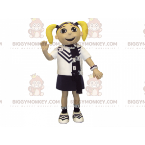 BIGGYMONKEY™ Blondes Mädchen im Schuluniform-Maskottchen-Kostüm