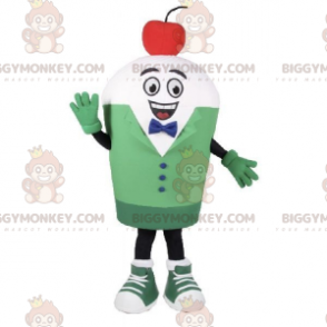 BIGGYMONKEY™ Mascot Costume White Snowman With Cherry On Head -