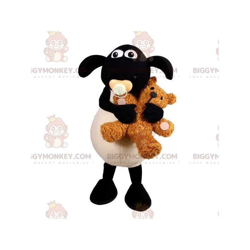 BIGGYMONKEY™ Mascot Costume Black and White Lamb with Pacifier