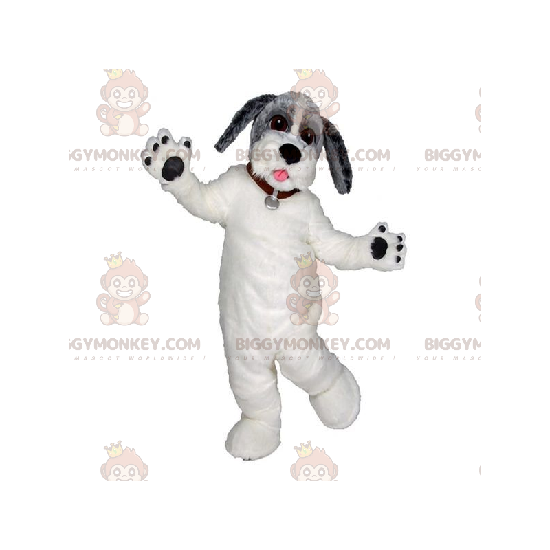 BIGGYMONKEY™ White Gray and Black Dog Mascot Costume. Beautiful