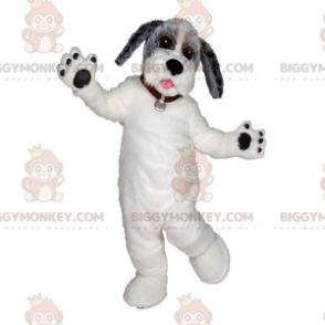 BIGGYMONKEY™ Costume mascotte cane bianco grigio e nero.