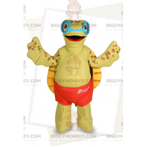 Turtle BIGGYMONKEY™ mascottekostuum met bril en zwemshort -