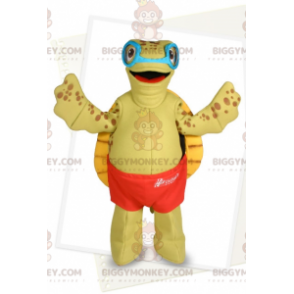 Turtle BIGGYMONKEY™ Mascot Costume with Goggles and Swim Shorts