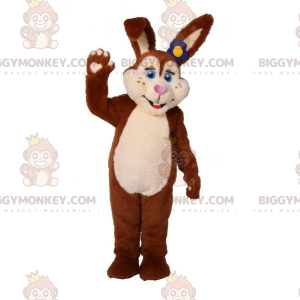Brown and White Plush Bunny BIGGYMONKEY™ Mascot Costume -