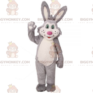 Costume mascotte BIGGYMONKEY™ coniglio di peluche grigio e