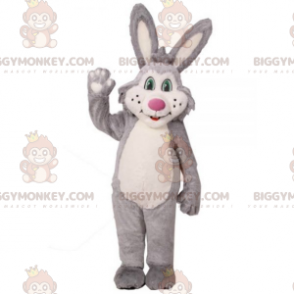 Gray and White Plush Bunny BIGGYMONKEY™ Mascot Costume –