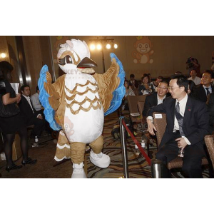 Brown White Blue Bird BIGGYMONKEY™ Mascot Costume –