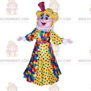 Costume da mascotte BIGGYMONKEY™ da donna bionda con abito di