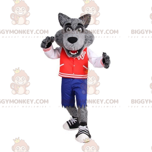 Disfraz de mascota BIGGYMONKEY™ de lobo gris realista con