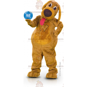 Costume de mascotte BIGGYMONKEY™ de chien marron avec la langue