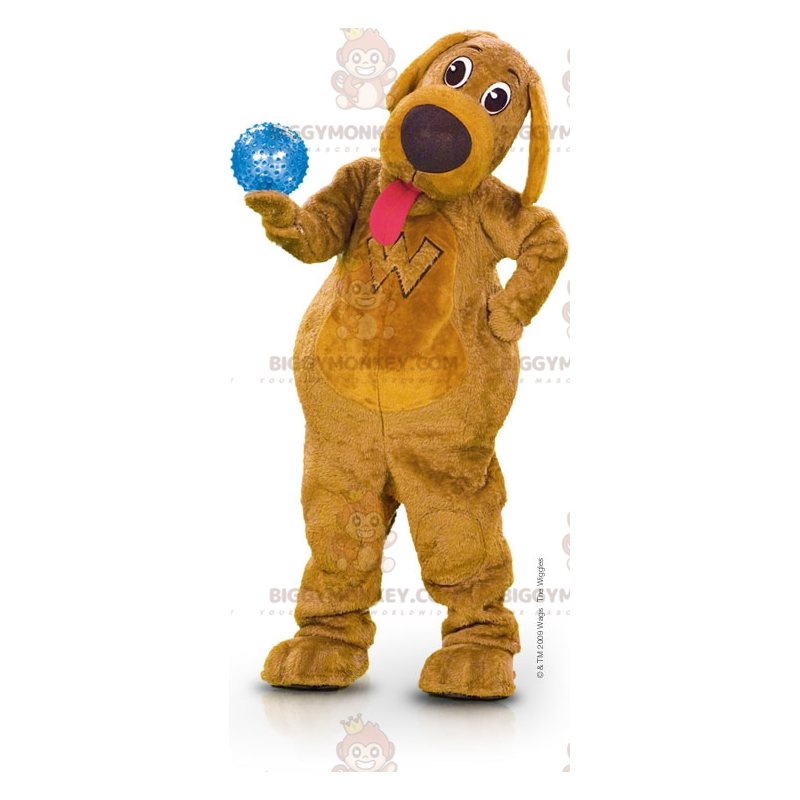 BIGGYMONKEY™ Costume mascotte cane marrone con lingua che