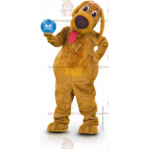 Costume de mascotte BIGGYMONKEY™ de chien marron avec la langue