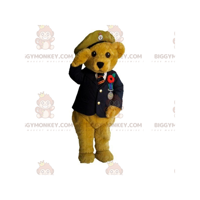 BIGGYMONKEY™ Costume da mascotte Teddy beige in uniforme