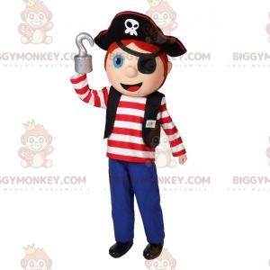 Boy BIGGYMONKEY™ mascot costume in pirate garb. Pirate