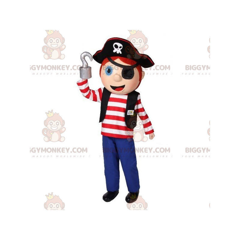 Costume de mascotte BIGGYMONKEY™ de garçon en habit de pirate.