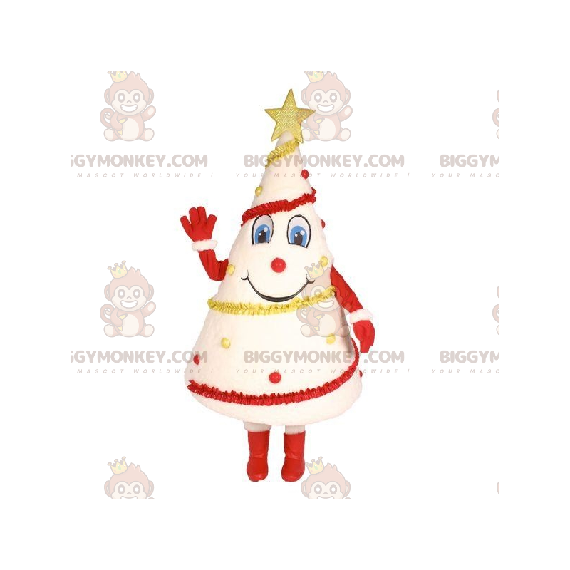 Traje de mascote de árvore de Natal branco BIGGYMONKEY™ com