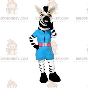 Costume da mascotte BIGGYMONKEY™ Zebra bianca e nera con abito