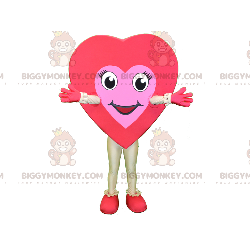 Costume da mascotte BIGGYMONKEY™ con cuore rosso e rosa