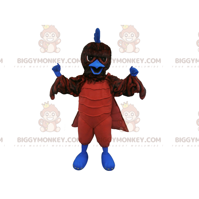 Costume mascotte BIGGYMONKEY™ avvoltoio uccello marrone e blu -