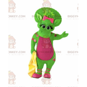 Giant Warm Green and Pink Dinosaur BIGGYMONKEY™ Mascot Costume