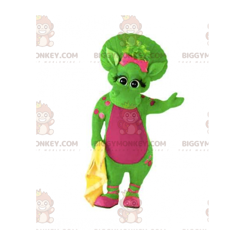 Costume de mascotte BIGGYMONKEY™ de dinosaure vert et rose