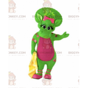 Jätte varm grön och rosa dinosaurie BIGGYMONKEY™ maskotdräkt -