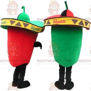 2 BIGGYMONKEY™s mascot a green chili pepper and a red chili