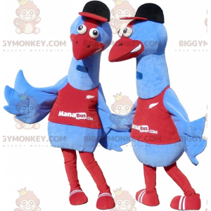 2 Maskotka niebieskiego ptaka BIGGYMONKEY™. 2 kostiumy strusia