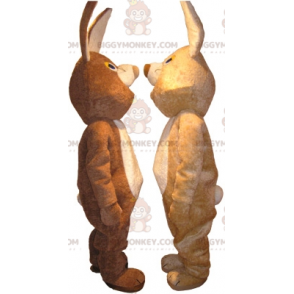 Duo de mascottes BIGGYMONKEY™ de lapins un marron et un beige -