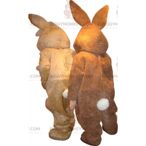 Duo de mascottes BIGGYMONKEY™ de lapins un marron et un beige -