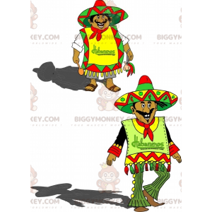 2 Mexican BIGGYMONKEY™s mascots in colorful traditional outfits