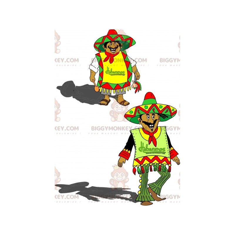 2 mascotes mexicanos do BIGGYMONKEY™ em trajes tradicionais