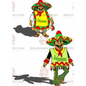 2 Mexicaanse BIGGYMONKEY™s-mascottes in kleurrijke traditionele