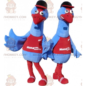 2 mascote pássaro azul BIGGYMONKEY™s. 2 fantasias de avestruz –