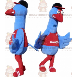 2 mascote pássaro azul BIGGYMONKEY™s. 2 fantasias de avestruz –
