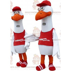 2 BIGGYMONKEY™s Giant White Bird Seagulls Mascot - BiggyMonkey