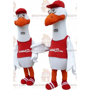 2 gaivotas gigantes de pássaro branco BIGGYMONKEY™s mascote –